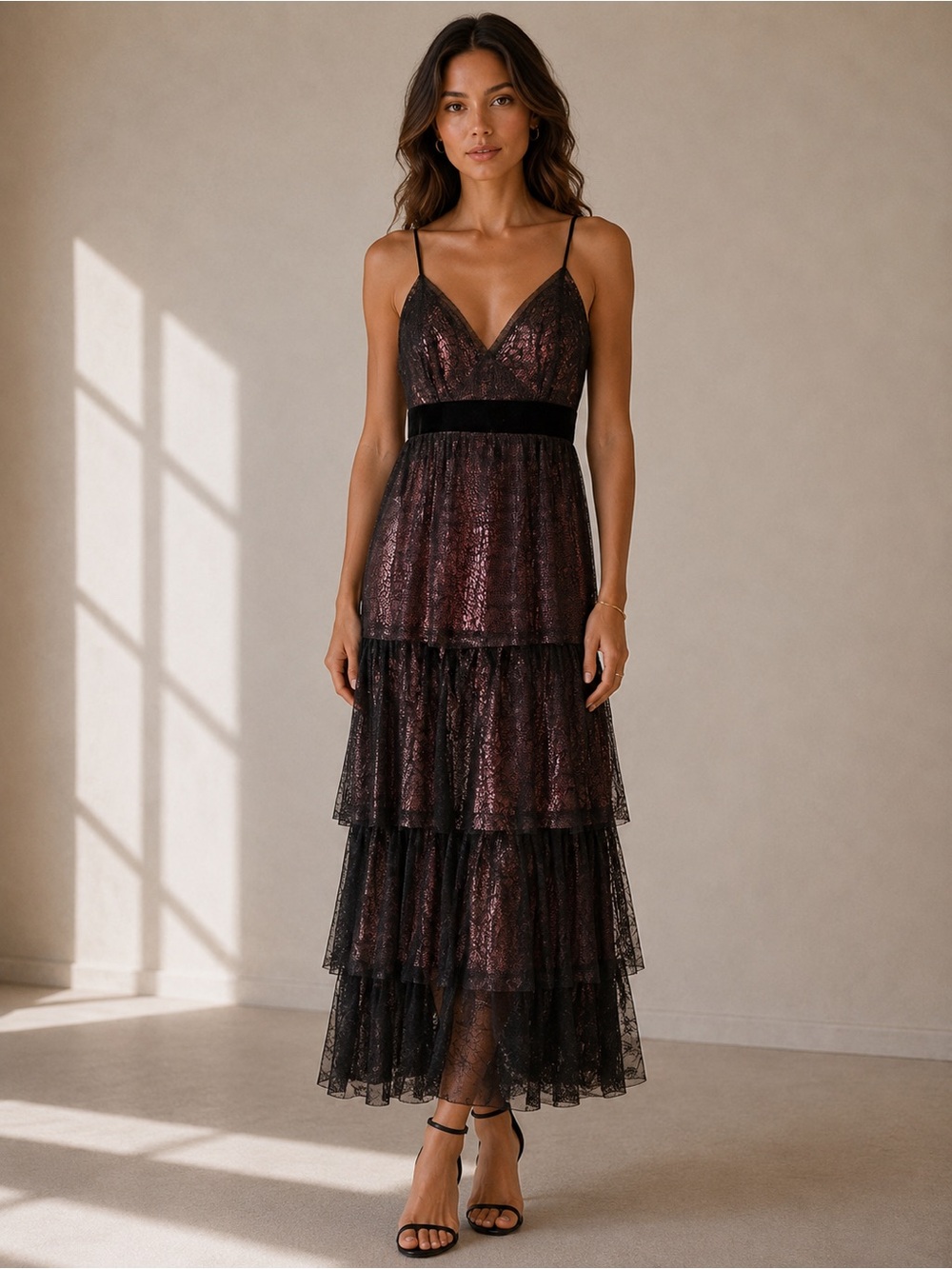 La Perla Tiered Lace Slip Dress Black Pink Silk Lingerie-Inspired Runway Gown 8
